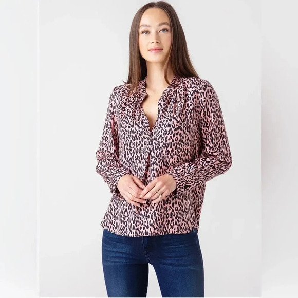 ZADIG&VOLTAIRE  Tink Squeleton Leopard Print Silk Blend Blouse - Rose medium - Picture 15 of 17